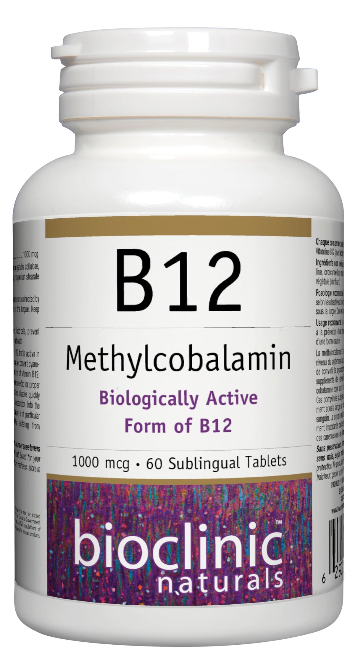 Bottle label: Bioclinic Naturals B12 Methylcobalamin 1000 mcg