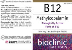 Box packaging for Bioclinic Naturals B12 Methylcobalamin lozenges
