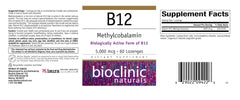 Close-up of Bioclinic Naturals B12 Methylcobalamin lozenges