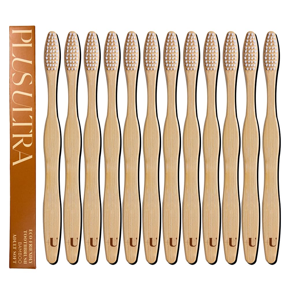 Plus Ultra biodegradable bamboo toothbrush 12-pack