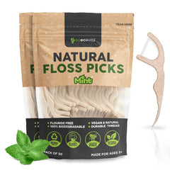 Biodegradable floss picks with straw wheat handle