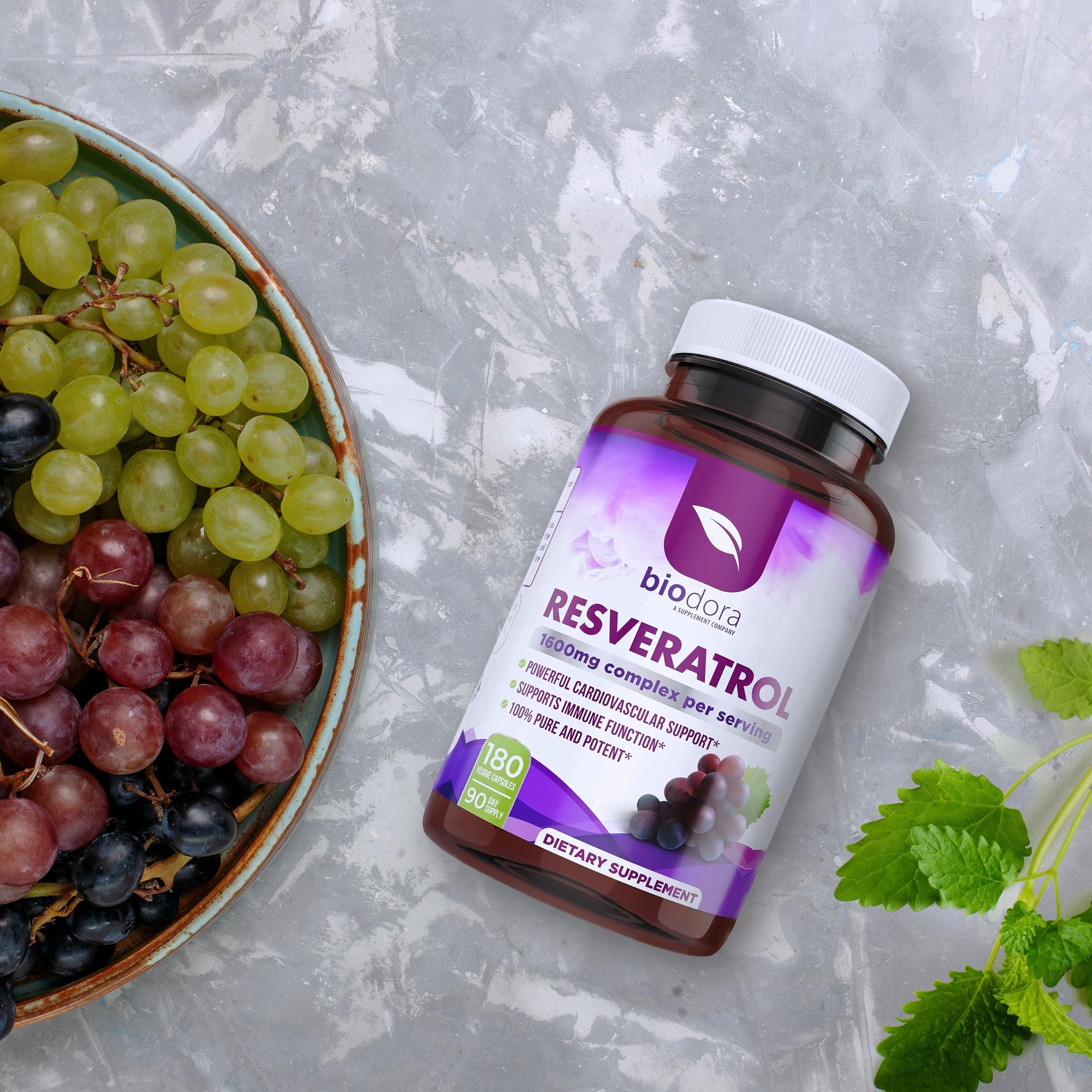 180 capsules bottle for Biodora Resveratrol 1600mg