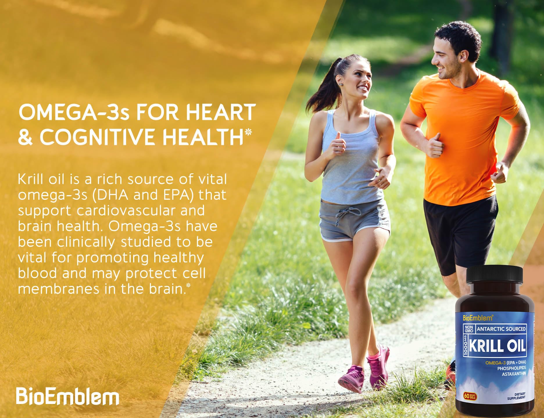 EPA and DHA amounts chart for BioEmblem Antarctic Krill Oil 1000mg