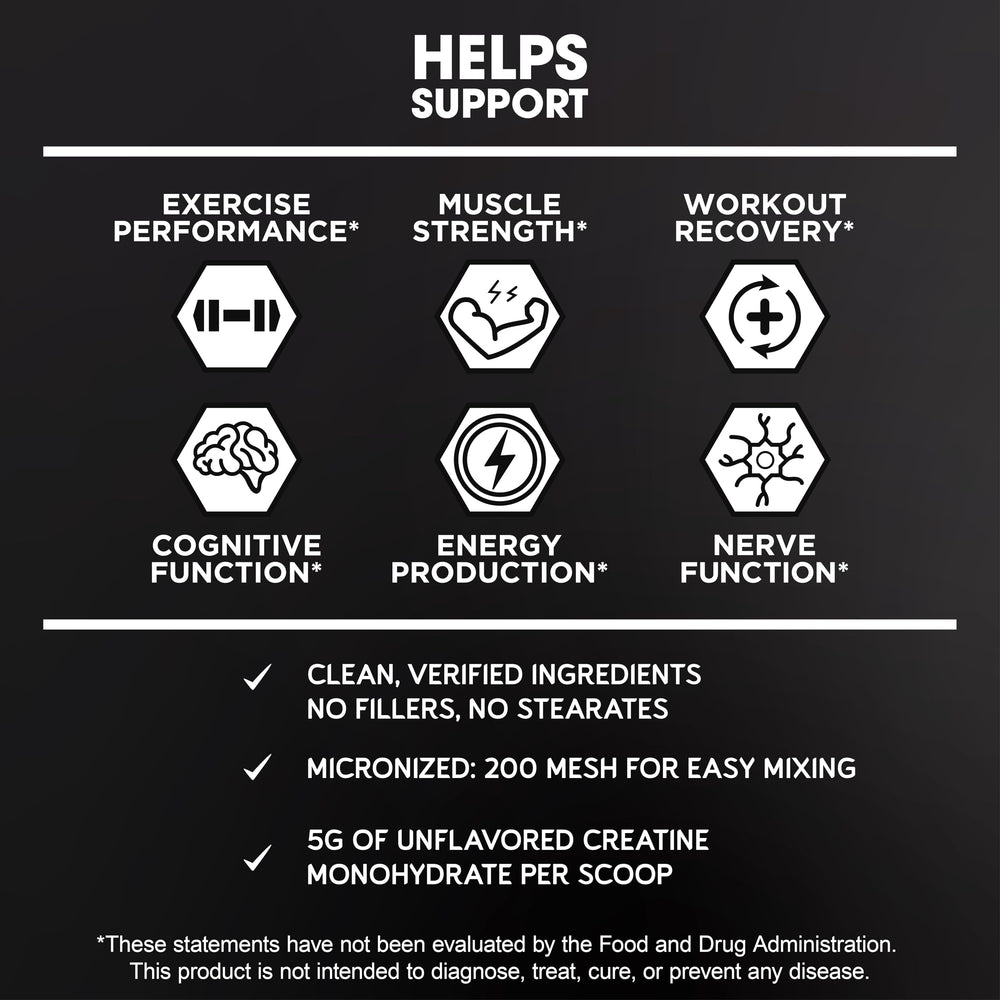 Vegan, non-GMO creatine powder; gluten-free and soy-free