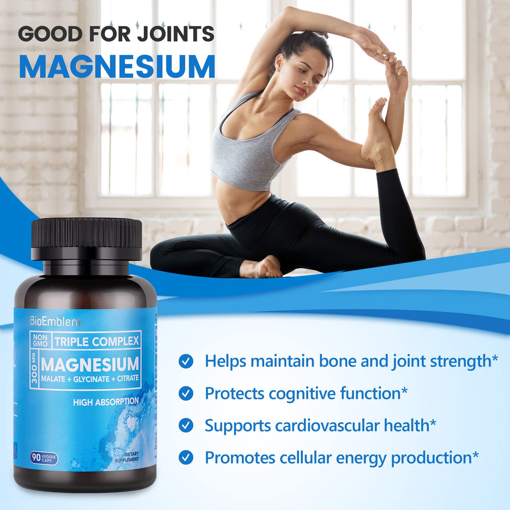 Capsules containing magnesium glycinate, magnesium malate, and magnesium citrate