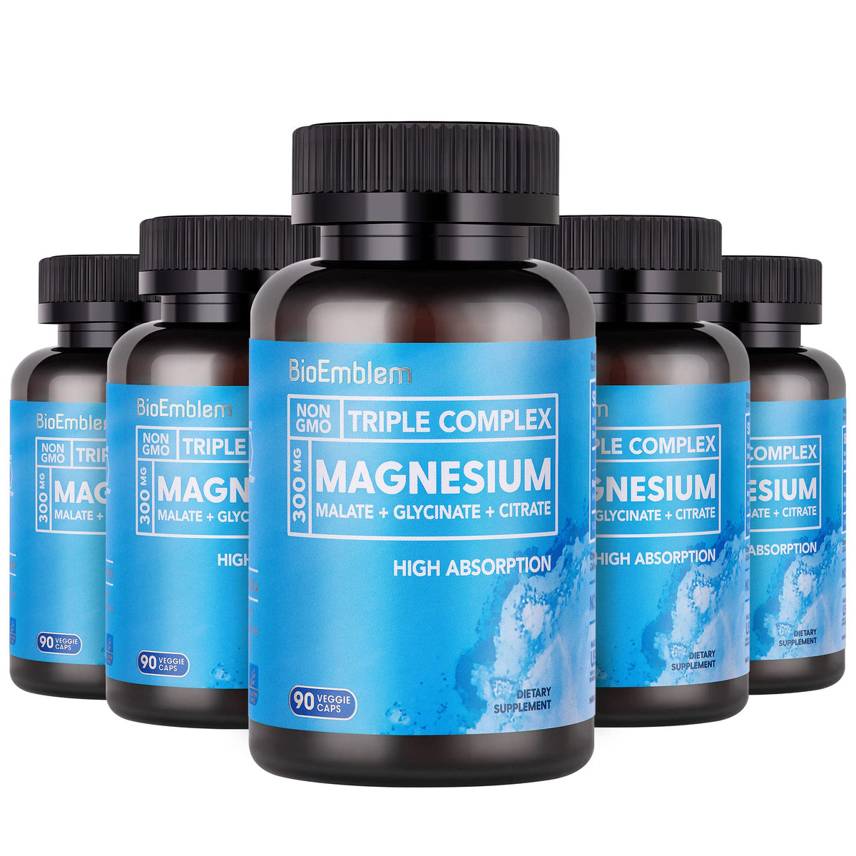 BioEmblem Triple Magnesium Complex bottle with 450 vegan capsules