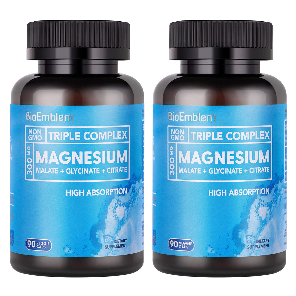 BioEmblem Triple Magnesium Complex bottle with 180 vegan capsules