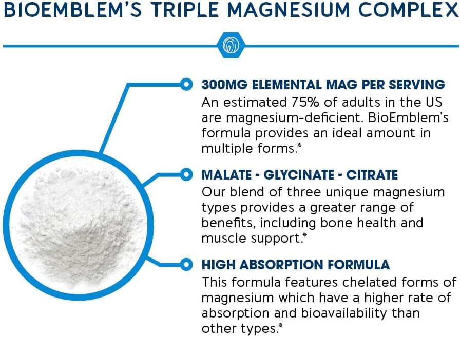 Graphic showing 300 mg magnesium from glycinate, malate and citrate