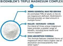Graphic showing 300 mg magnesium from glycinate, malate and citrate