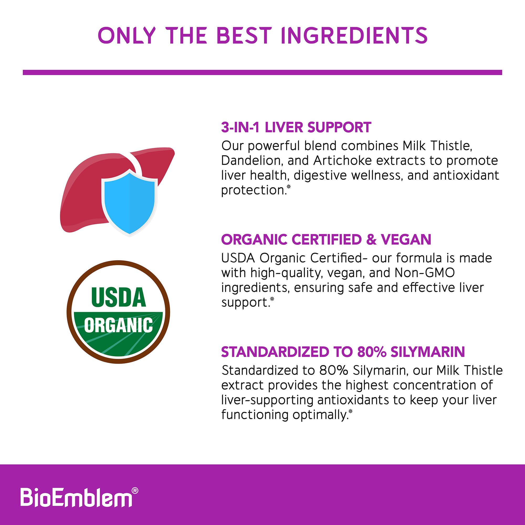USDA Organic certification seal for BioEmblem Liver Cleanse