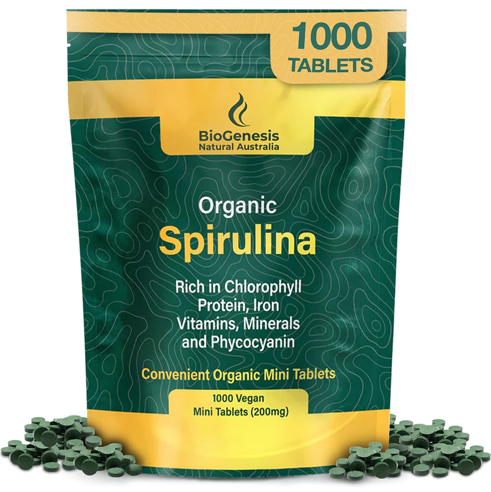 Biogenesis Spirulina Mini Tablets 1000 Count 200mg - front view