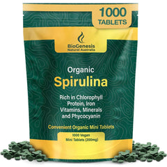 Biogenesis Spirulina Mini Tablets 1000 Count 200mg - front view