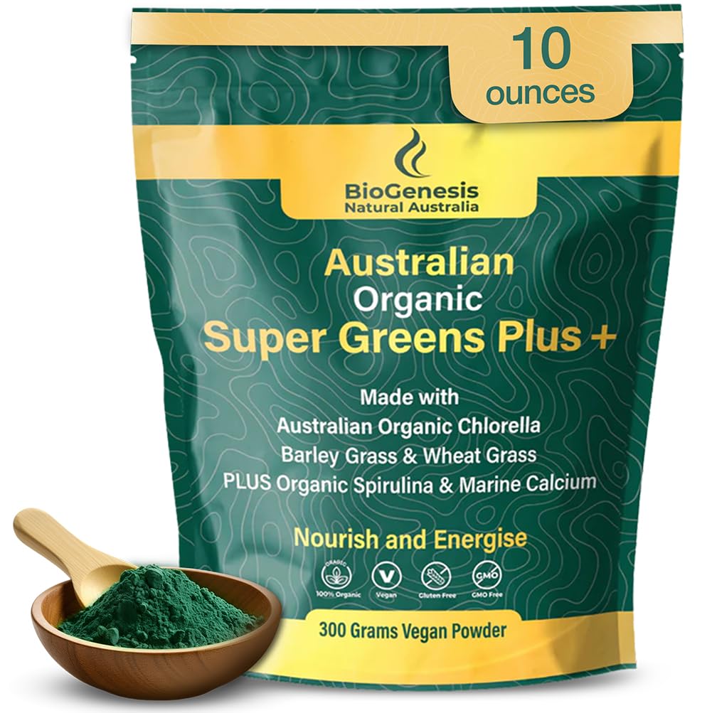 Front view of Biogenesis SuperGreens Plus Powder 300g