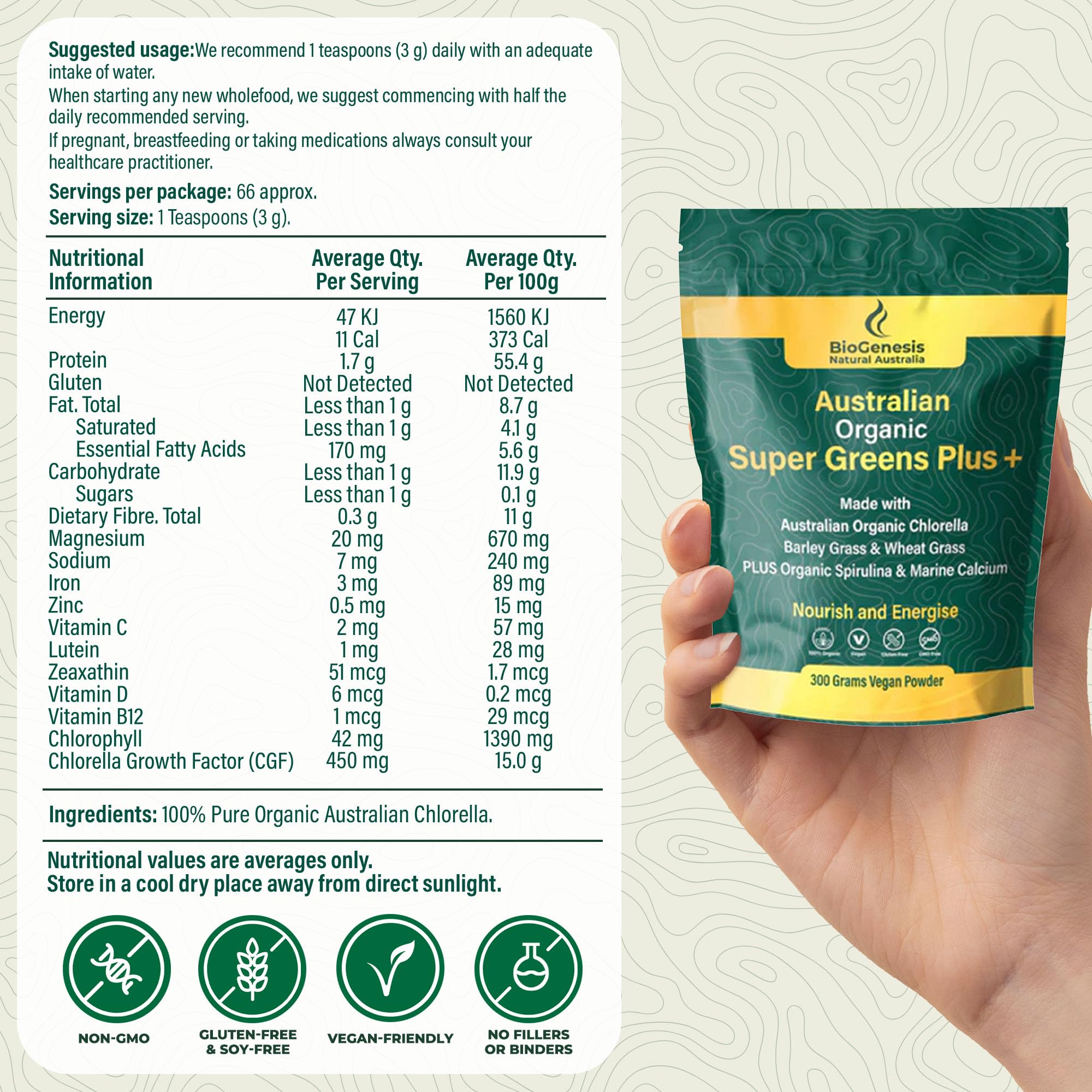 Serving scoop with powder showing its texture