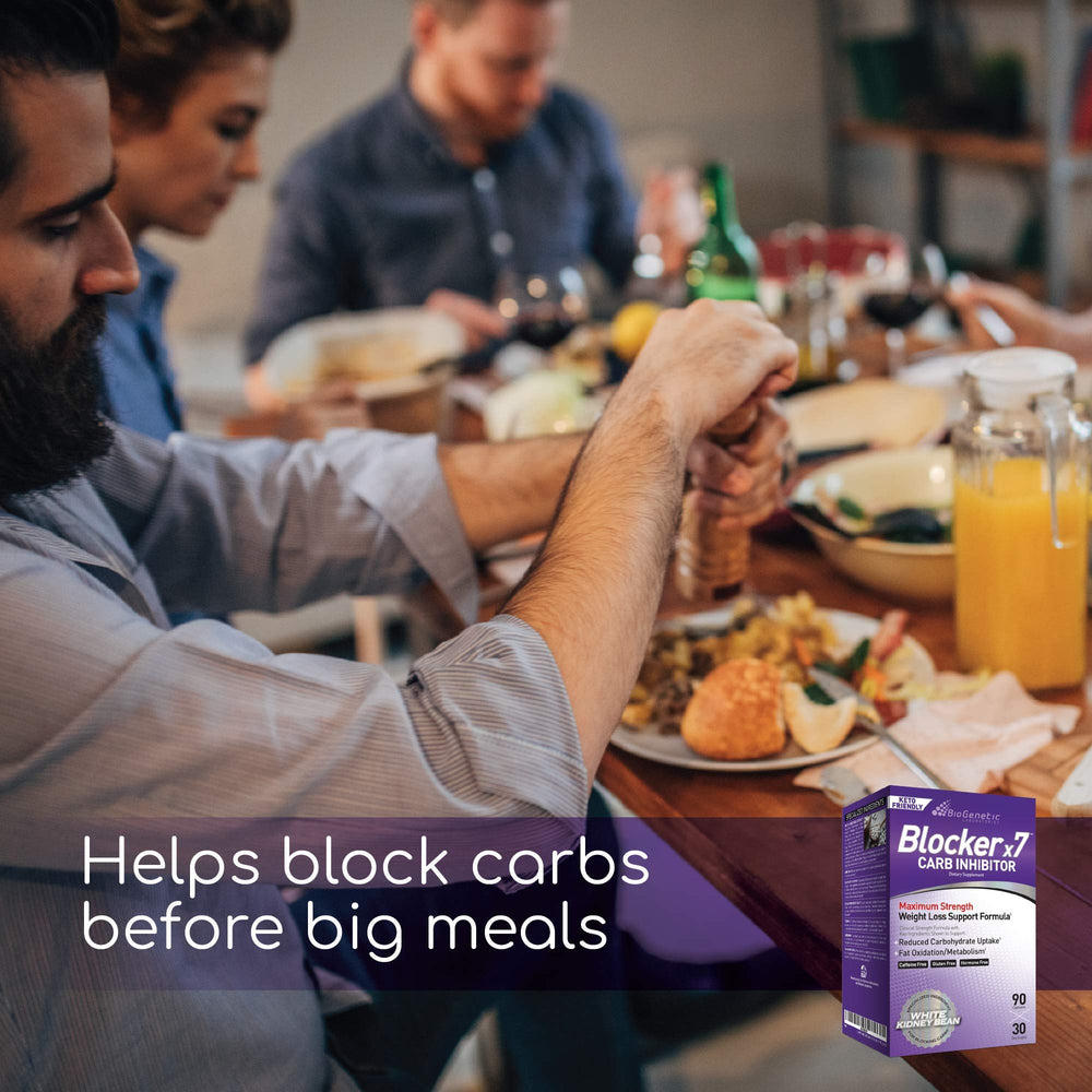 BioGenetic Laboratories Carb Blocker X7 keto-friendly plate setup shows compatibility with low-carb meals.