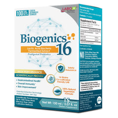 Biogenics 16 bottle with sachets on white background