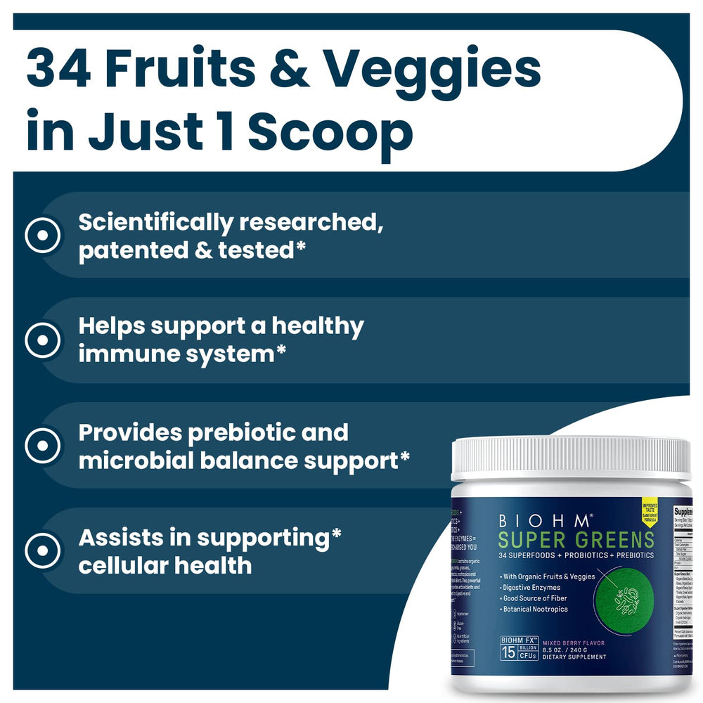 Probiotic and prebiotic blend in BIOHM Super Greens