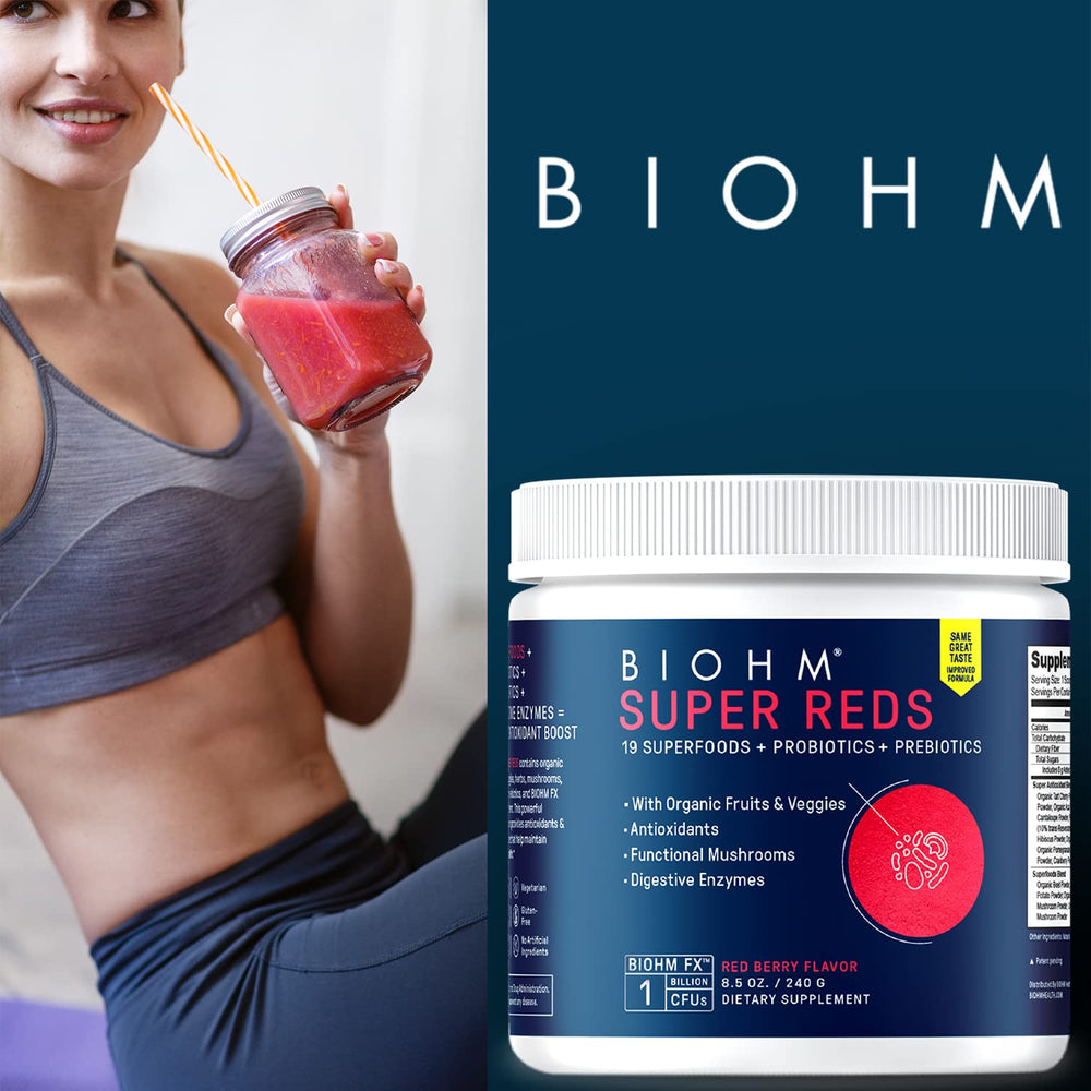 BIOHM Super Reds packaging and nutrition label