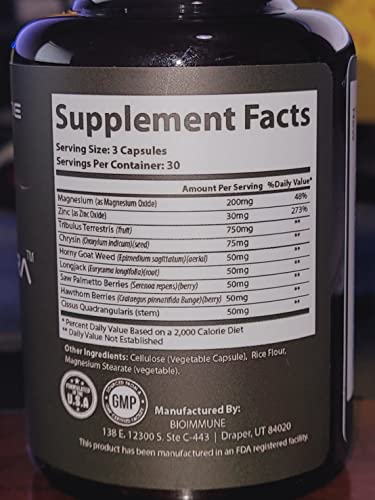 BioImmune Testagra label packaging underscores premium, concentrated performance blend.