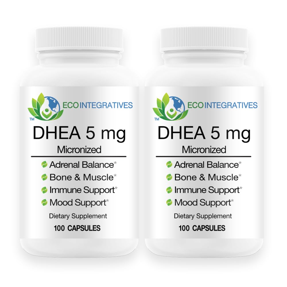 Top view of BioInnovations DHEA 5mg 2-pack bottle