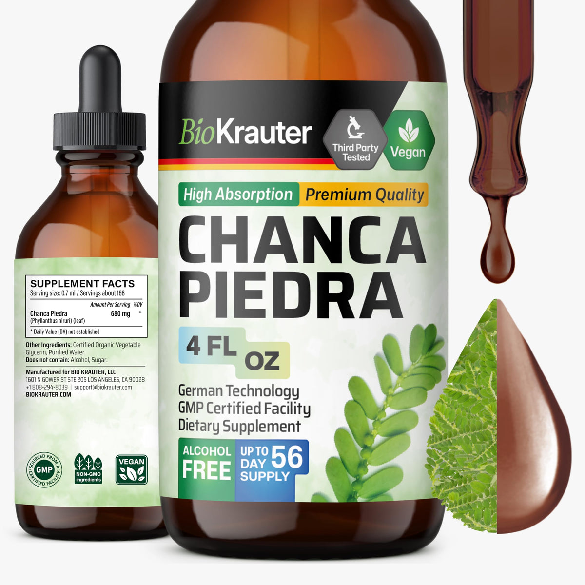 BIO KRAUTER Chanca Piedra tincture bottle ready for kidney-support routine.
