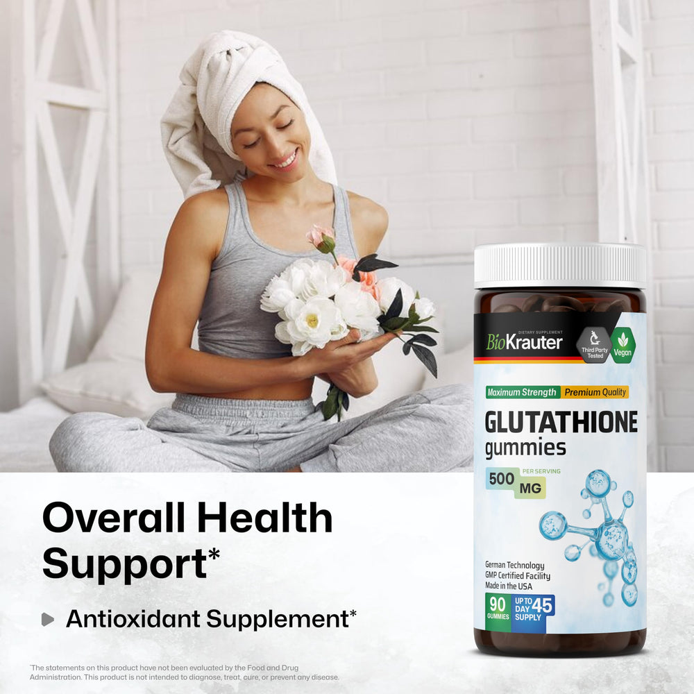 BIO KRAUTER L-Glutathione Gummies vegan ingredients seal signals clean label.