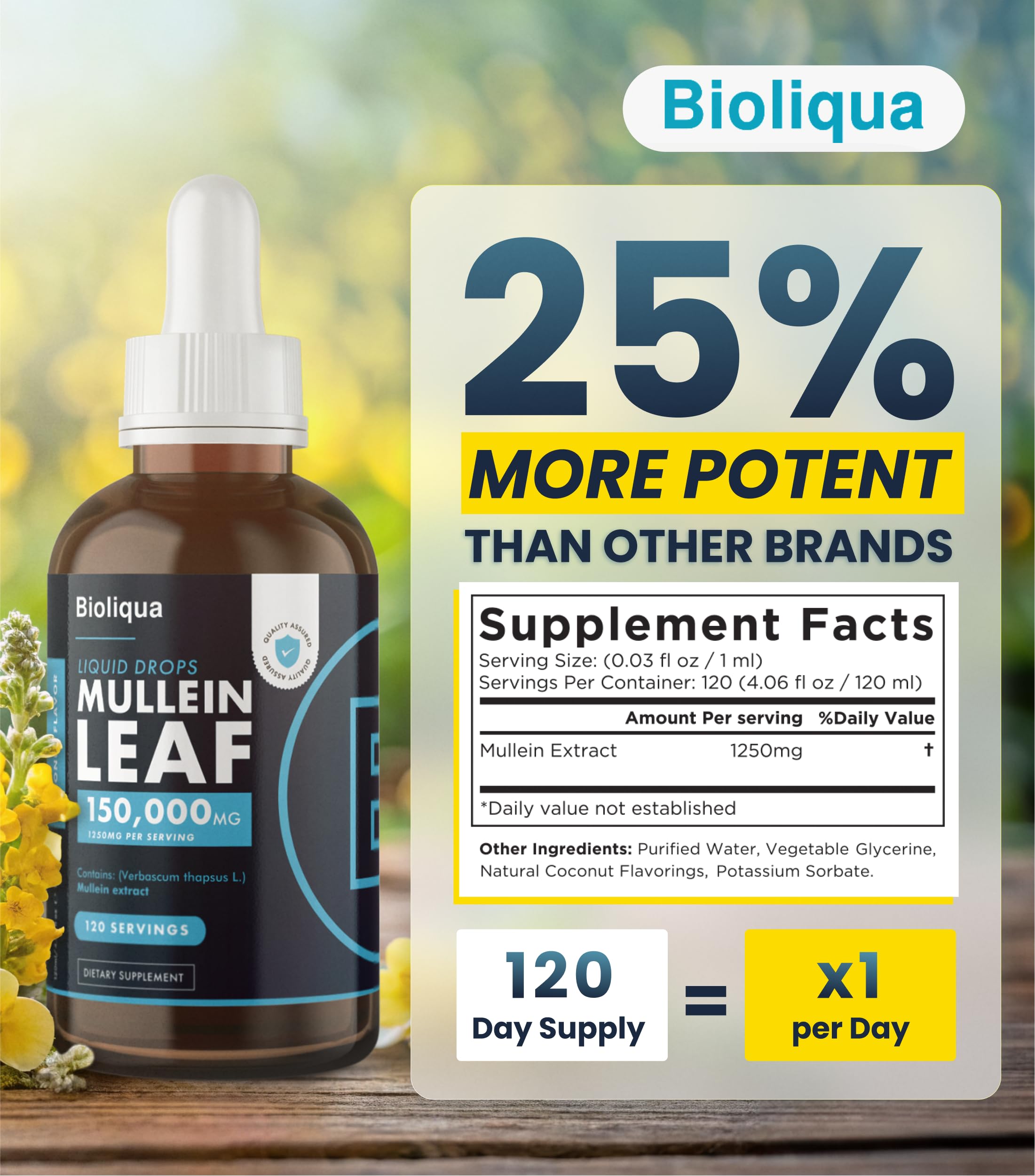 Close-up of Bioliqua Mullein Drops label