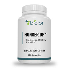 Biolor HungerUp bottle displays clean label and natural appetite support formulation.