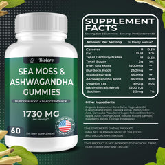 Gummies featuring bladderwrack and burdock root ingredients