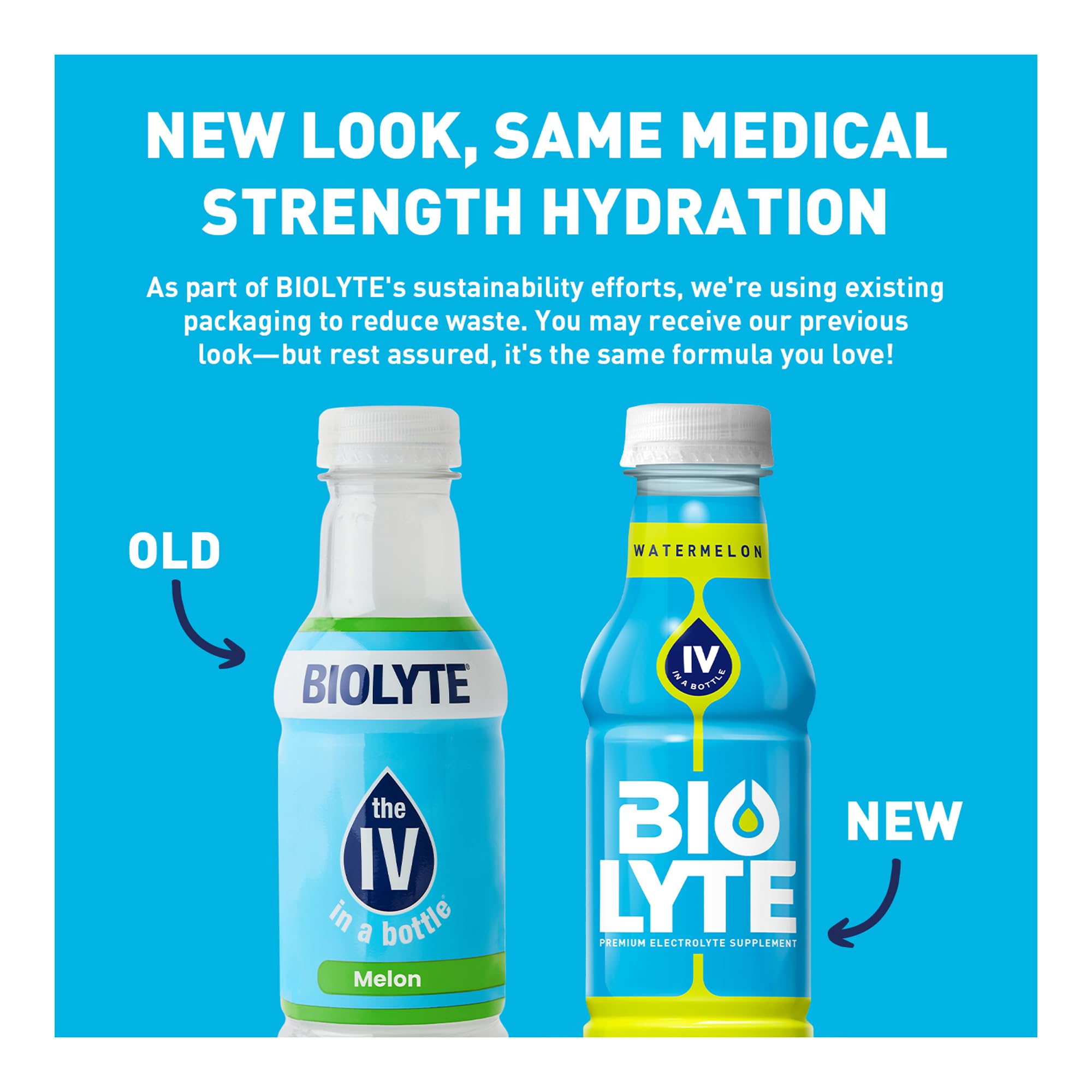 BIOLYTE Watermelon 16oz bottle back view in a 12-pack