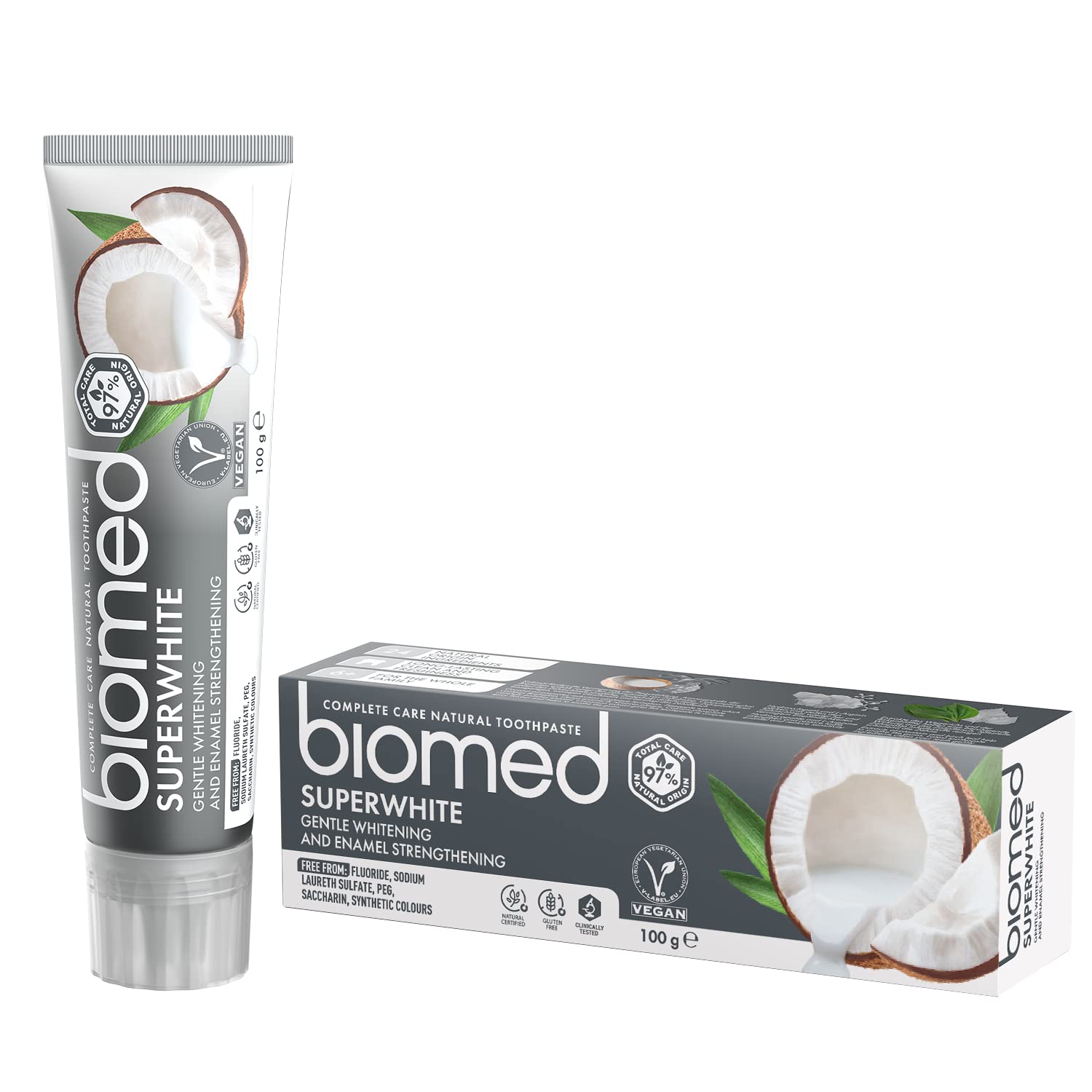 Biomed Superwhite Gentle Coconut Whitening Toothpaste 100g packaging
