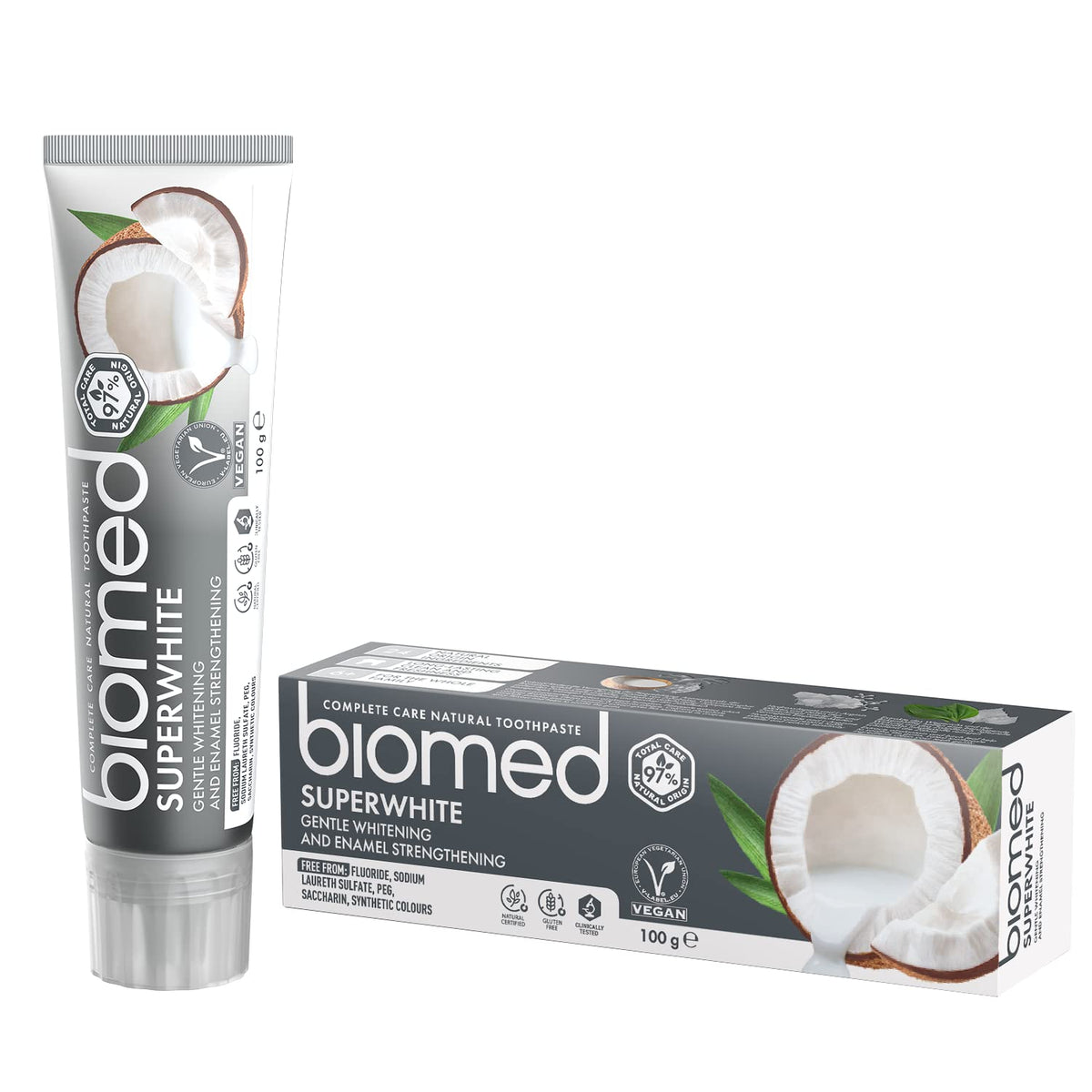 Biomed Superwhite Gentle Coconut Whitening Toothpaste 100g packaging