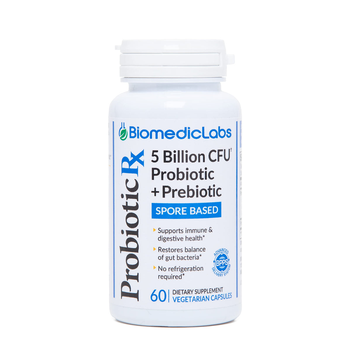 Biomedic Labs RX Probiotic Rx bottle label for immune support.
