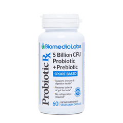 Biomedic Labs RX Probiotic Rx bottle label for immune support.