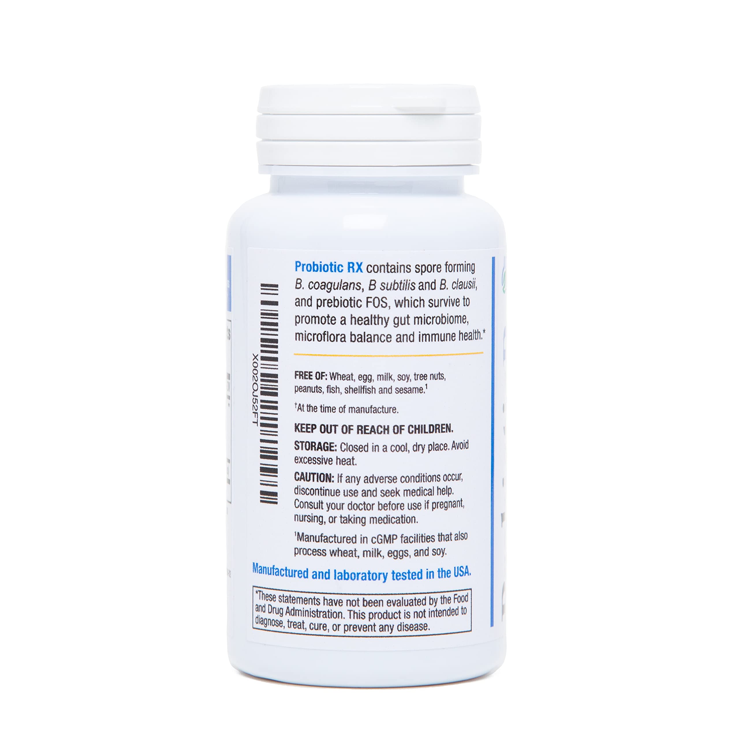 Biomedic Labs RX Probiotic Rx bottle on shelf, room-temperature stability.