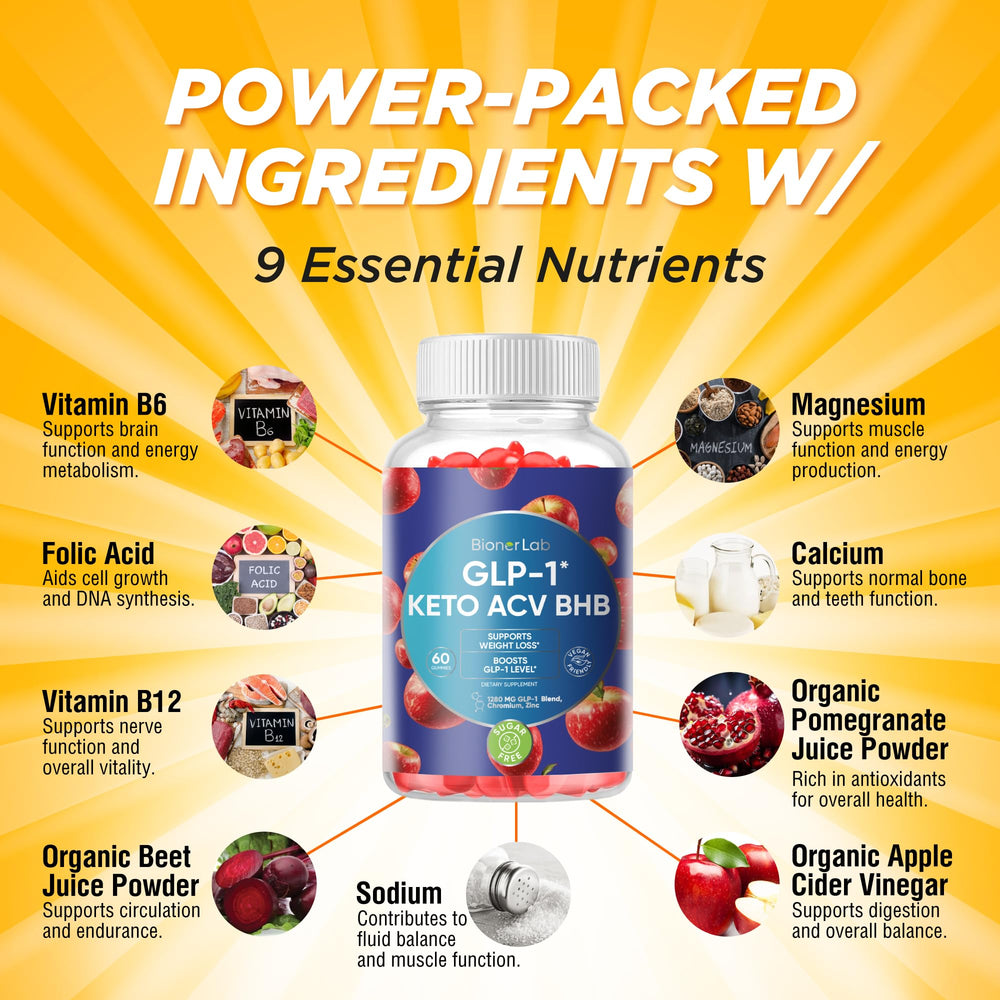BionerLab Keto ACV Gummies beet-root-powder visuals hint digestion-friendly blend
