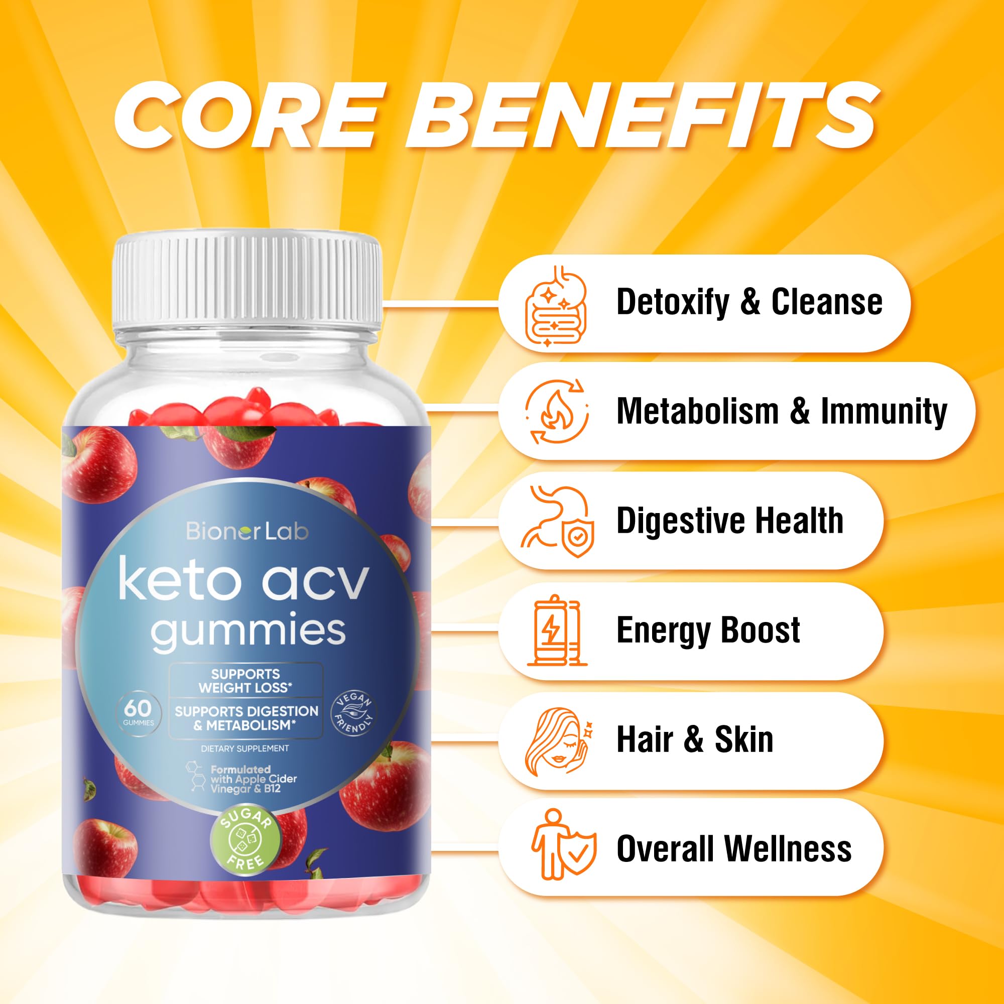 Beet root and pomegranate powders behind BionerLab Keto ACV Gummies for digestive support