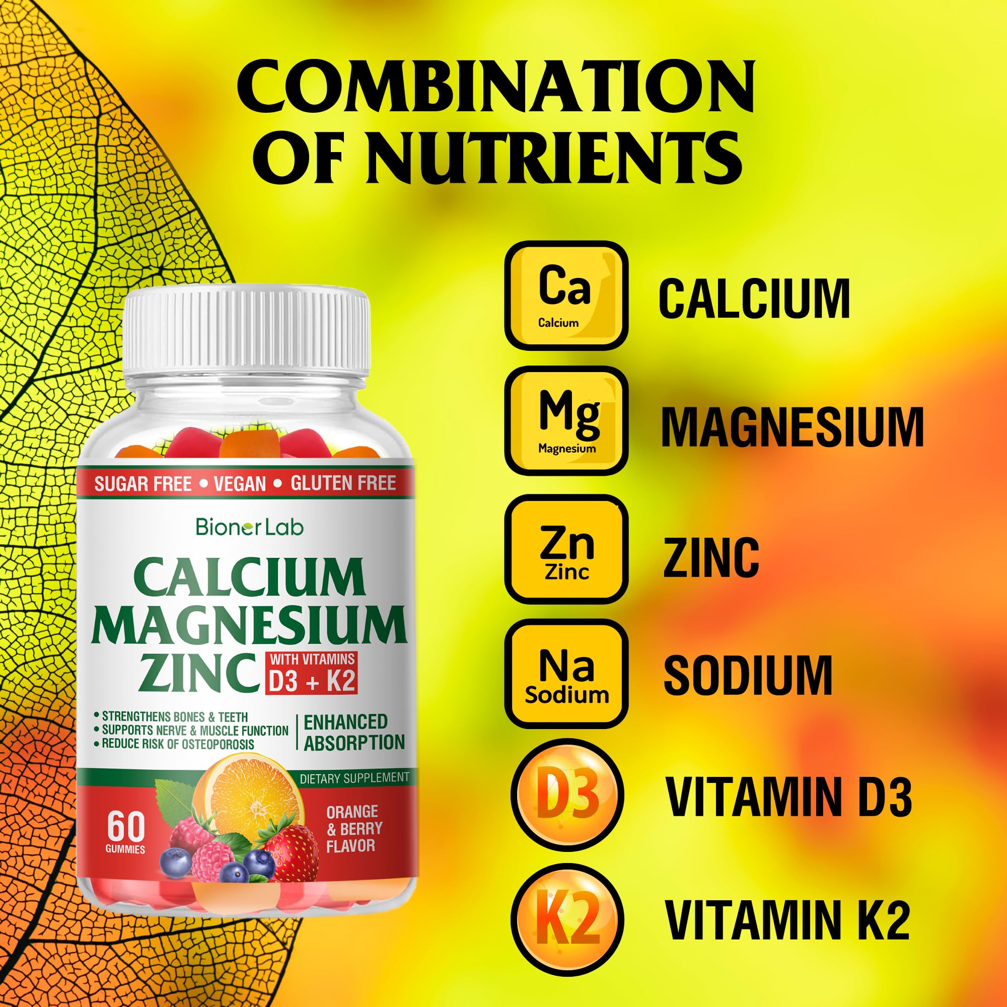 Orange and berry flavored gummies