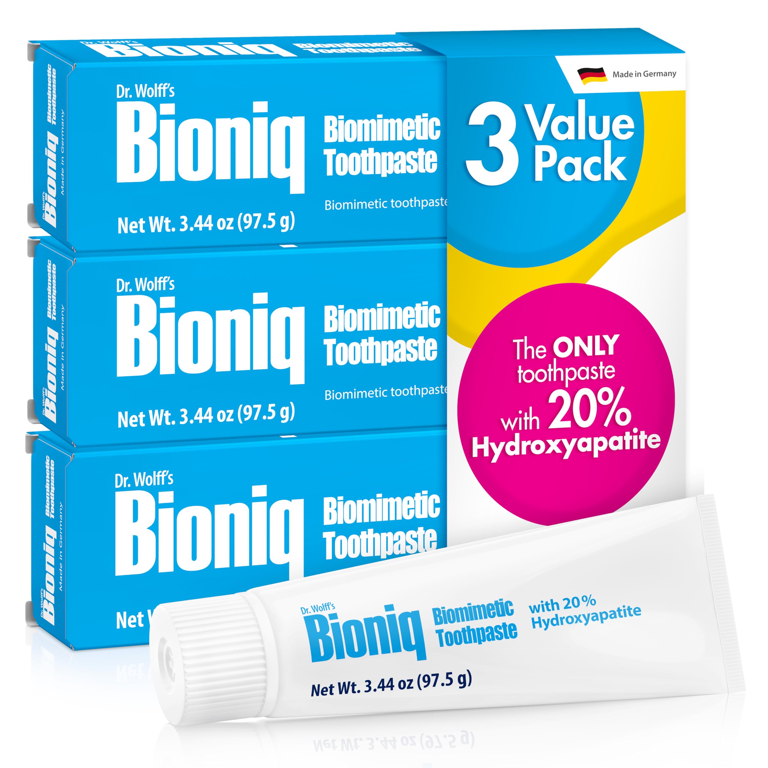 Bioniq Classic Biomimetic Toothpaste tube and packaging (3.44 oz)