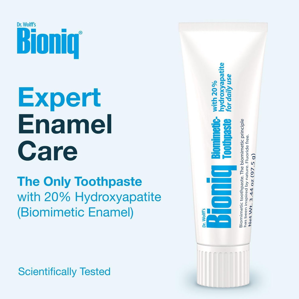 Pack of three Bioniq toothpaste tubes displayed