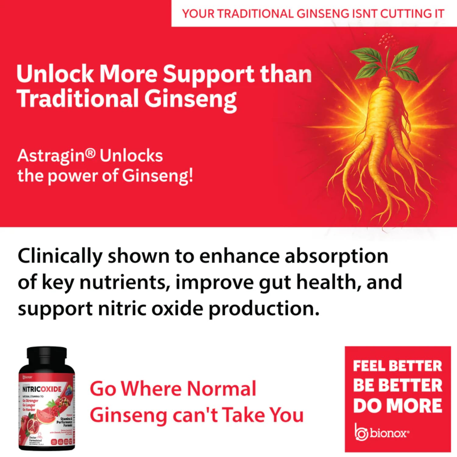 Bionox packaging on shelf emphasizes clean energy and daily vitality.