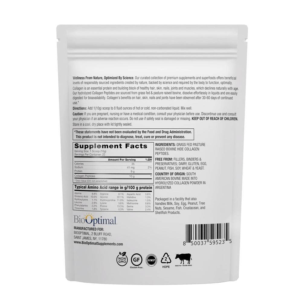 Unflavored BioOptimal Collagen Peptides Powder dissolving in water