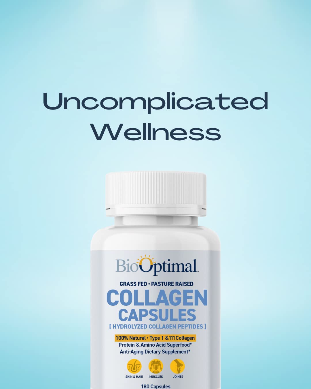 Close-up of unflavored collagen capsules