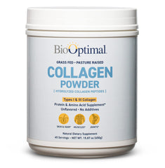 Front view of BioOptimal Collagen Powders tub