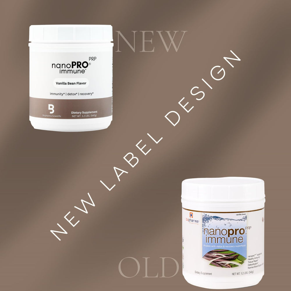 Side view of Biopharma Nanopro Immune Whey Protein canister