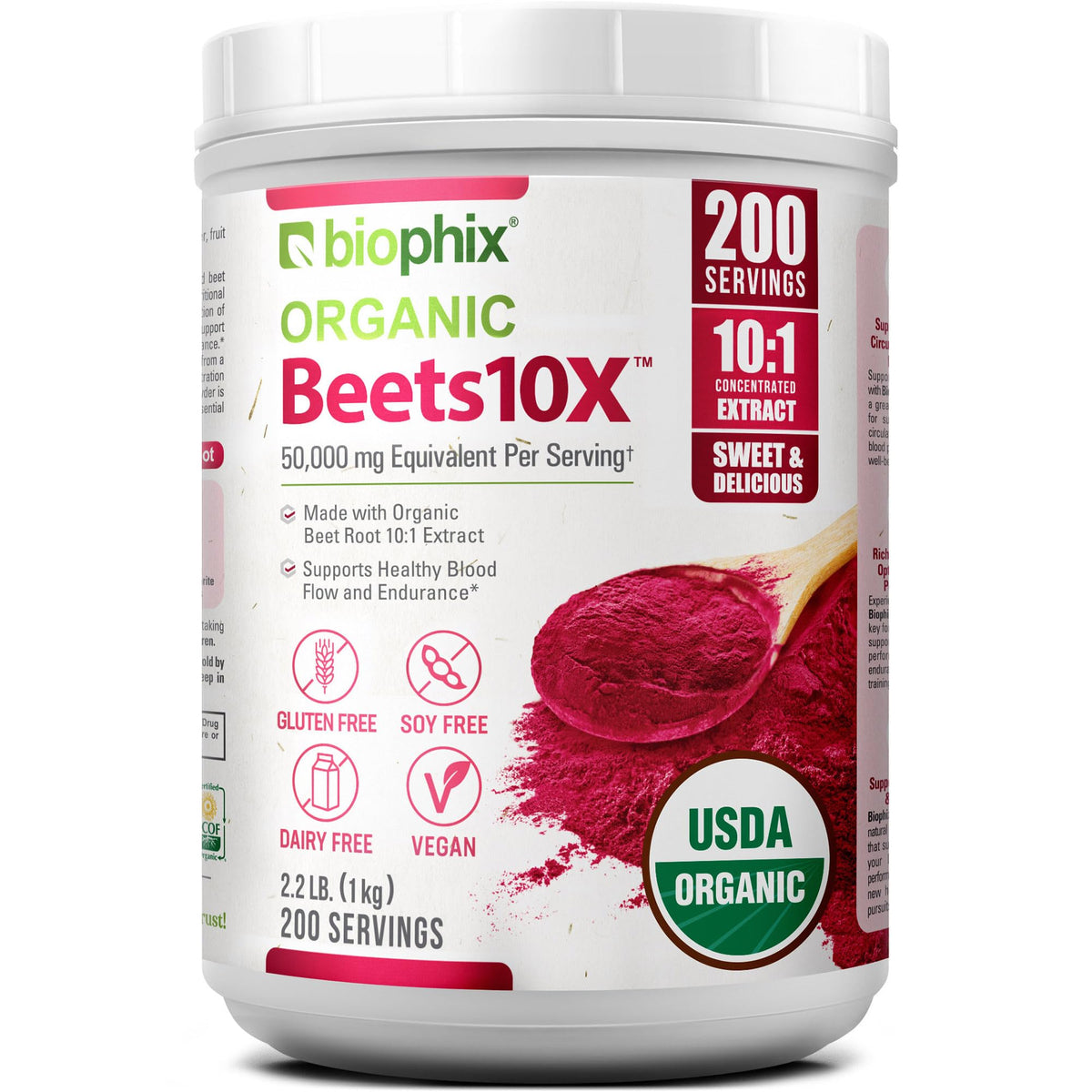 Biophix Beets10X Beet Root Powder bottle – front view