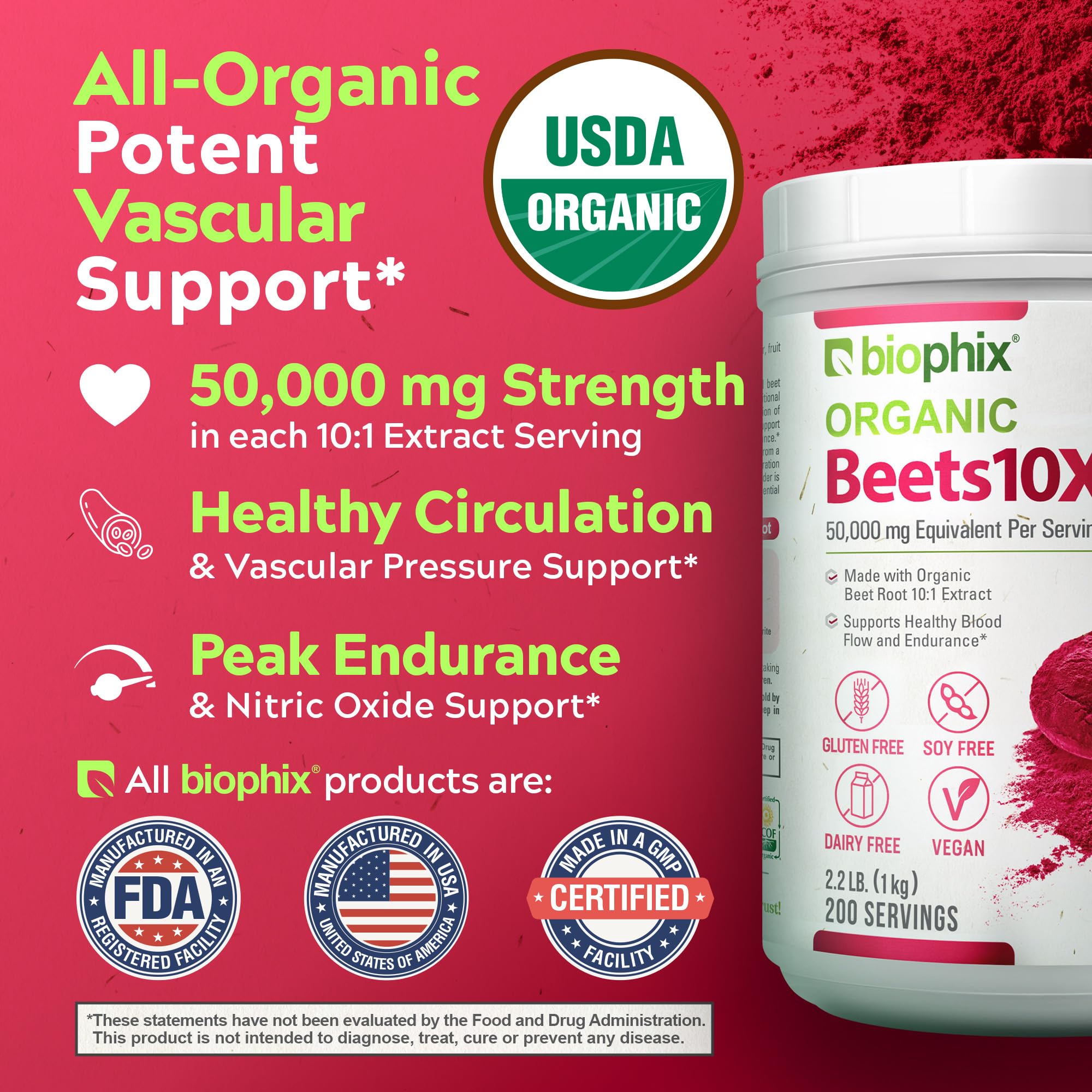 USDA Organic seal on Biophix Beets10X label
