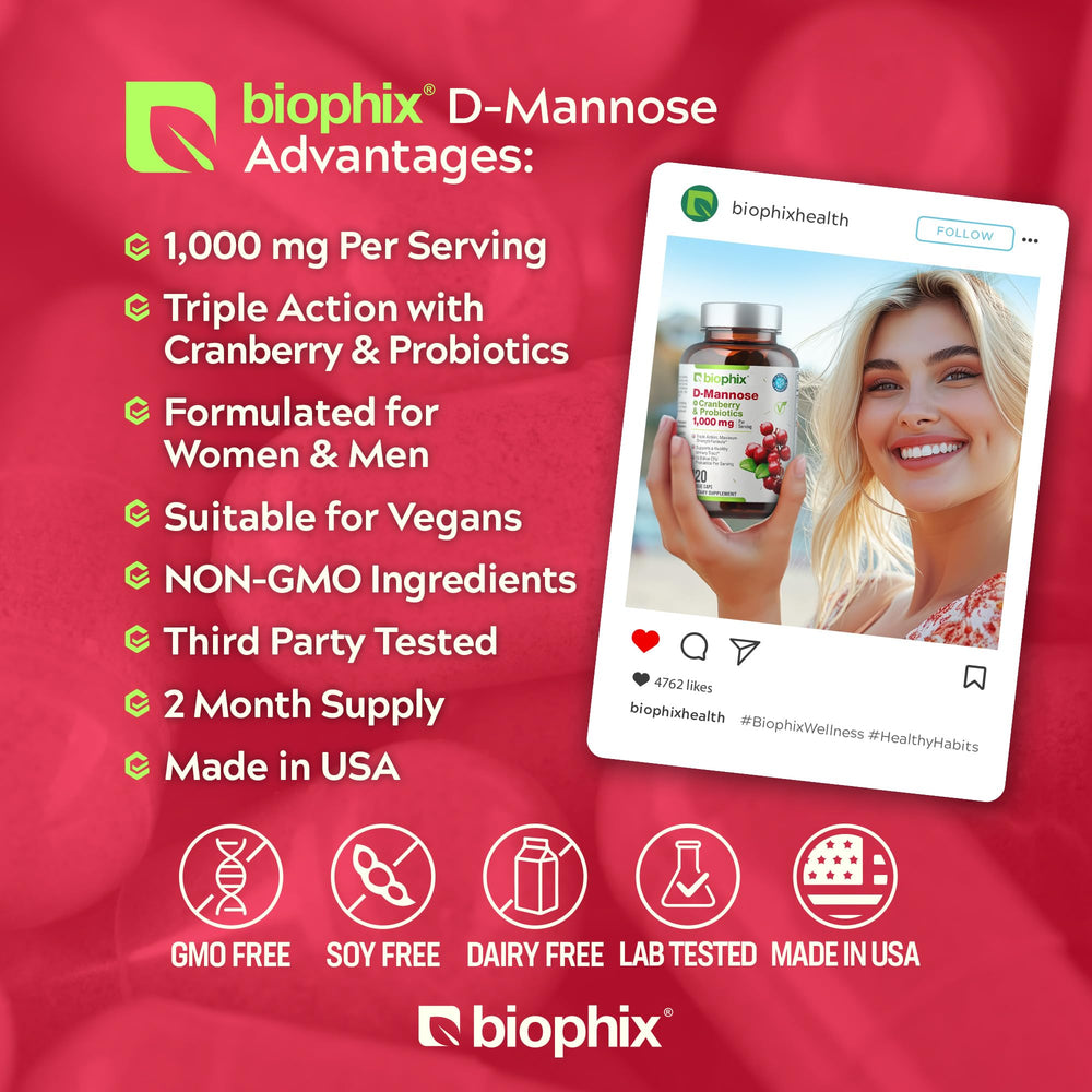 Cranberry and probiotic ingredients with D-Mannose capsules