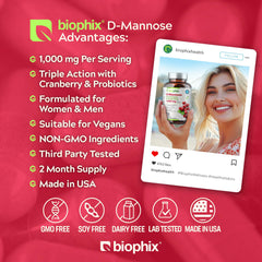 Cranberry and probiotic ingredients with D-Mannose capsules