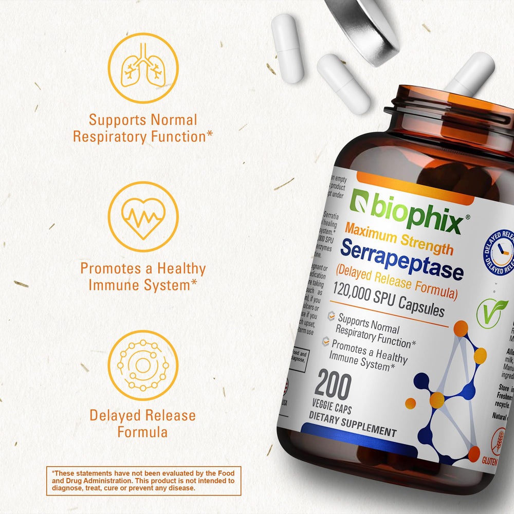 Biophix Serrapeptase supporting respiratory health
